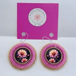 Handmade Beaded Floral Earrings